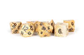 MDG Hand Crafted Stone Poly Dice Set 16mm - Picture Jasper-1