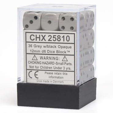 CHX 25810 Opaque 12mm d6 Dark Grey/Black Block (36)