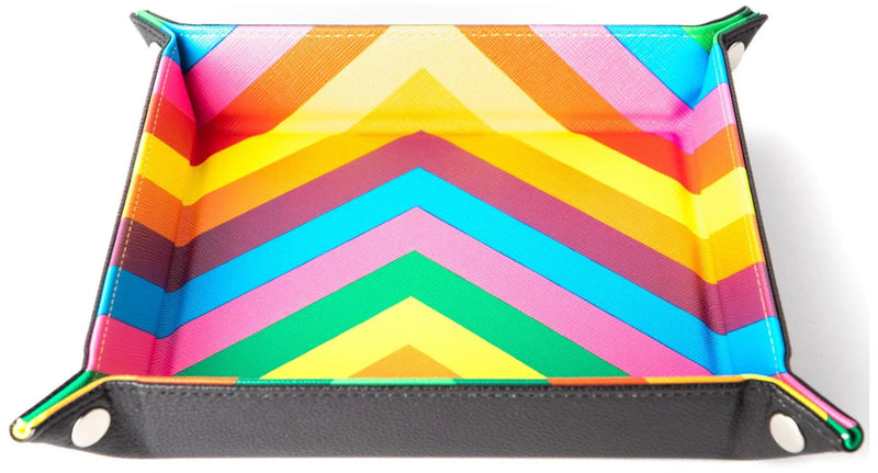 Folding Dice Tray with Leather Backing 10x10 Rainbow-1