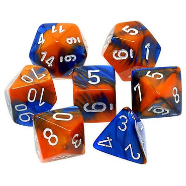 CHX 26452 Gemini Blue-Orange w/White Polyhedral 7-set