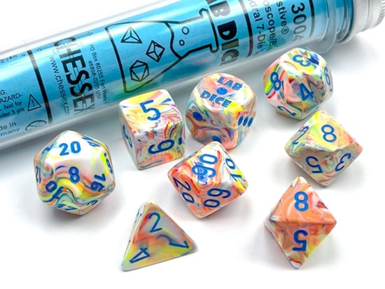 CHX30047 Festive Kaleidoscope/Blue Polyhedral 7-Set Lab Dice-1