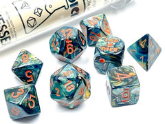 CHX30049 Lustrous Alpestris/Orange Polyhedral 7-Set Lab Dice-1