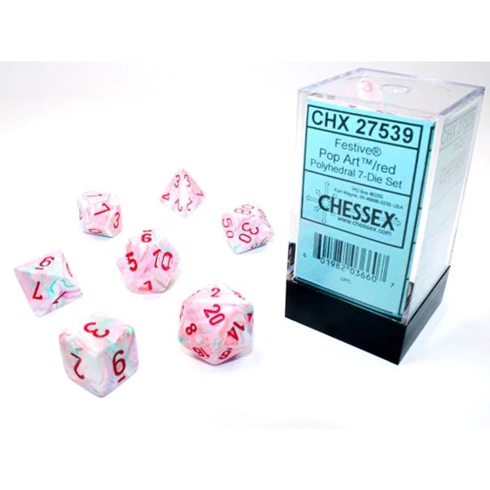 CHX 27539 Festive Polyhedral Pop Art/Red 7-die Set