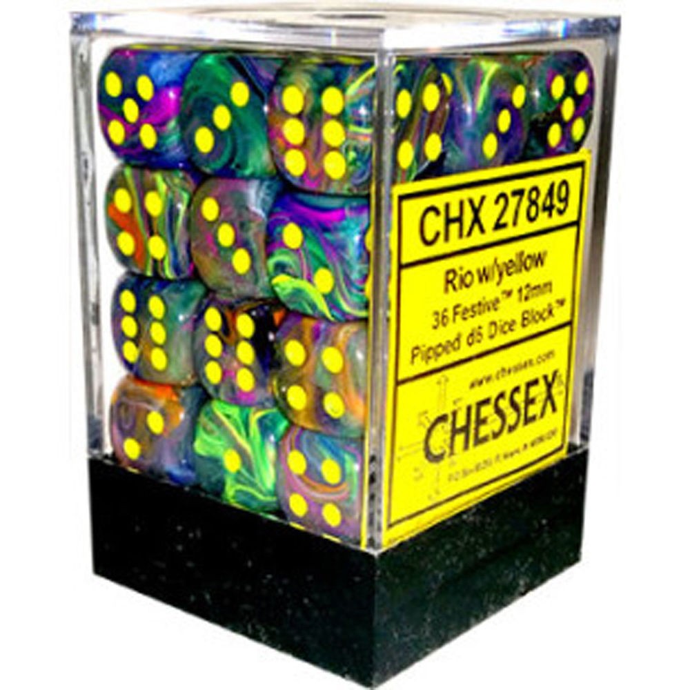 CHX 27849 Festive 12mm d6 Rio/Yellow Block (36)