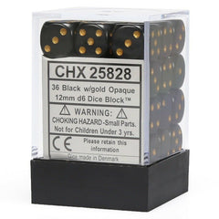 CHX 25828 Opaque 12mm d6 Black/Gold Block (36)-1