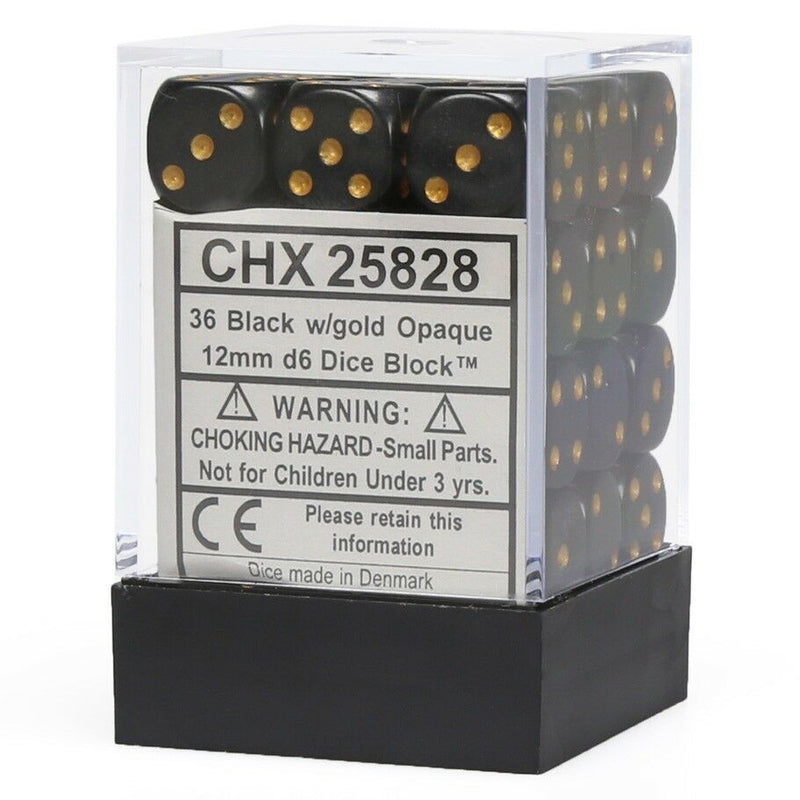 CHX 25828 Opaque 12mm d6 Black/Gold Block (36)-1